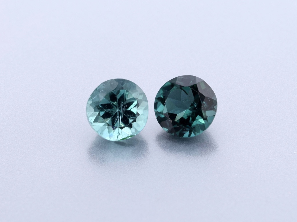 [UMRB0375] Blue Green Tourmaline 3.75mm Round Mid to Dark