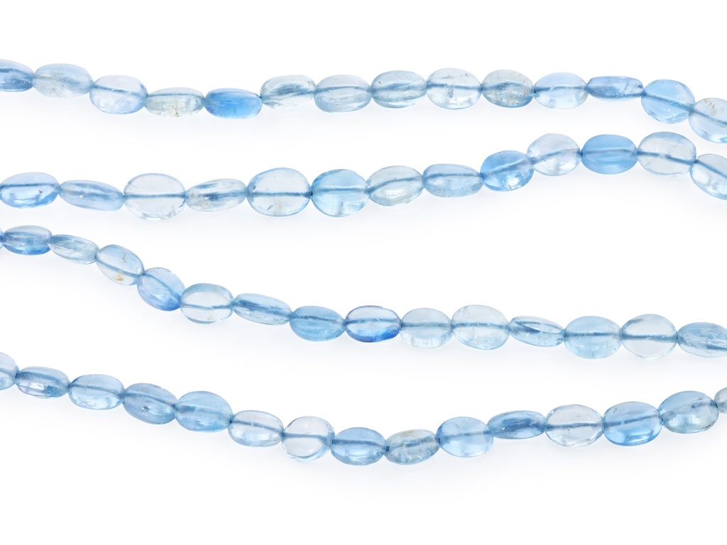 [BEADX3196] Aquamarine 4x3 - 6x5mm Flat Oval Polished Graduated
