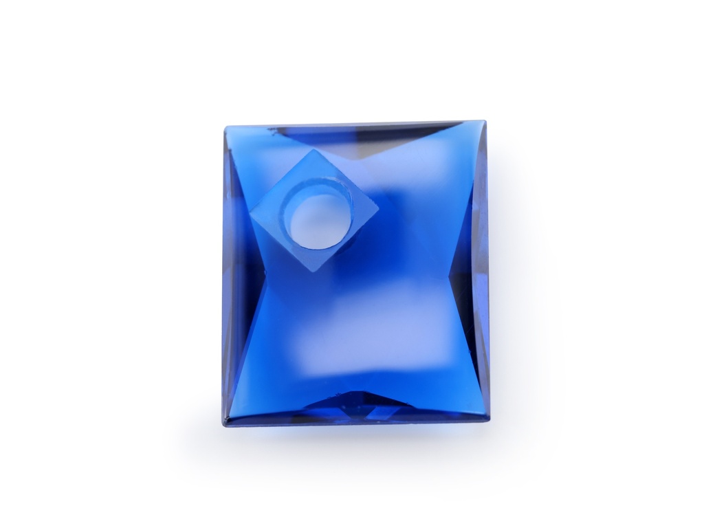 Synthetic/Lab Grown Spinel 14x12mm Baguette Countersunk Corner Drilled Faceted Back Cobalt Blue