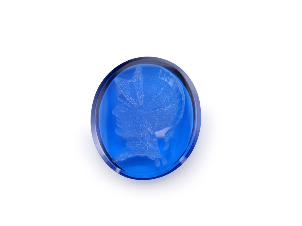 Synthetic/Lab Grown Spinel 14x12mm Oval Intaglio Cobalt Blue