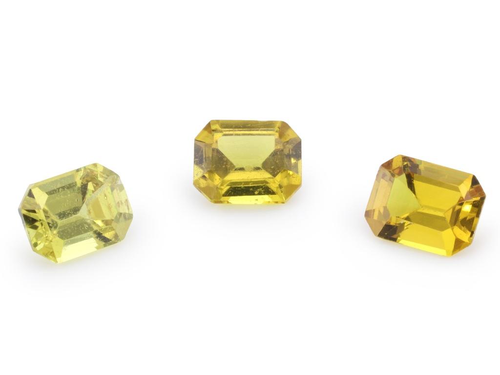 [SYOS0403] Beryllium Treated Sapphire 4x3mm Emerald Cut Mid to Dark Yellow