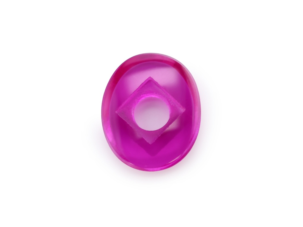 [YRVW1008P2] Synthetic Ruby 10x8mm Oval Countersunk Center Drilled Flat Back Pink Red