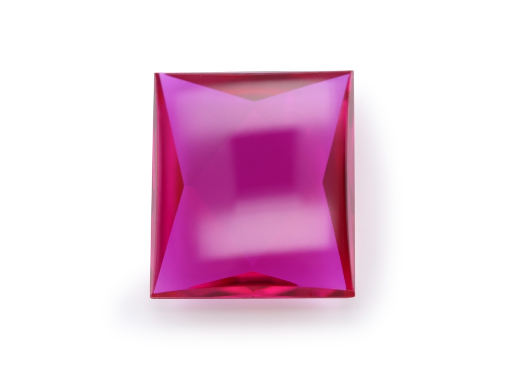 [YRBT1412B1] Synthetic Ruby 14x12mm Baguette Buff Top Faceted Back Bright Red