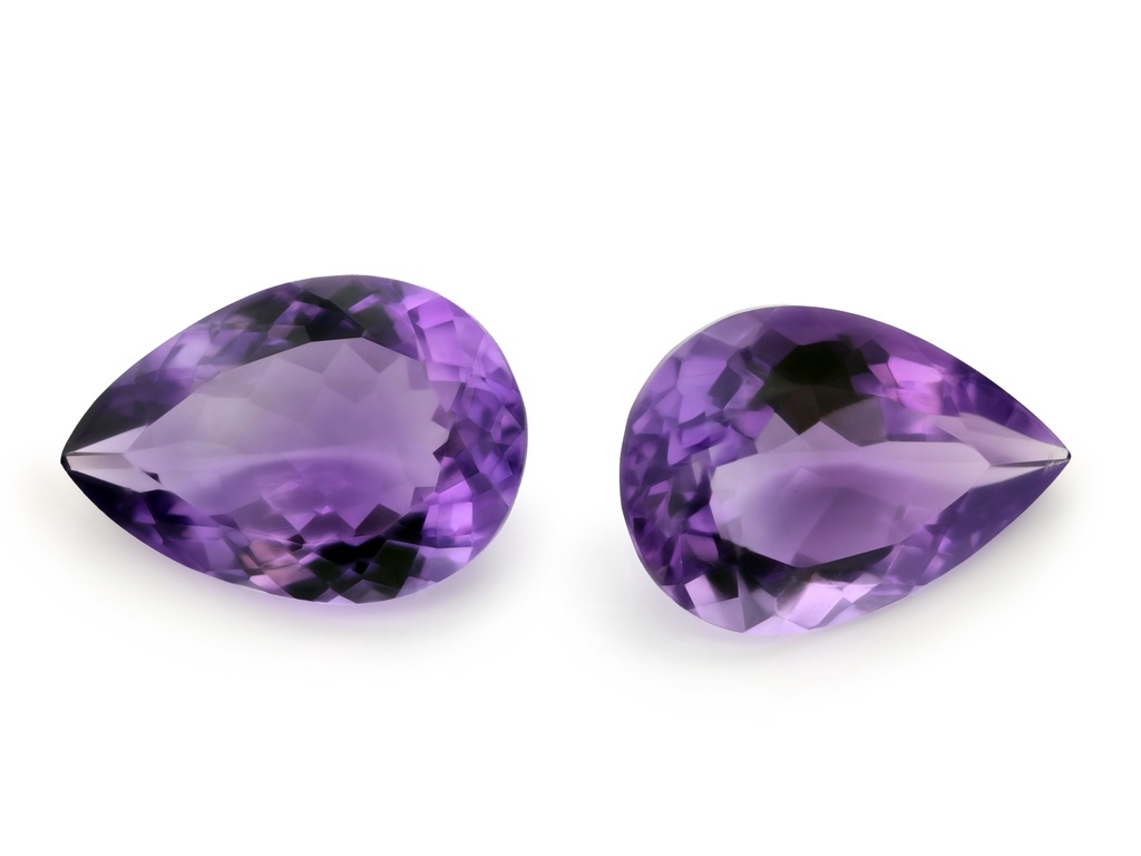 [QAPB2015X1] Amethyst 20x14mm Pear Shape Pair