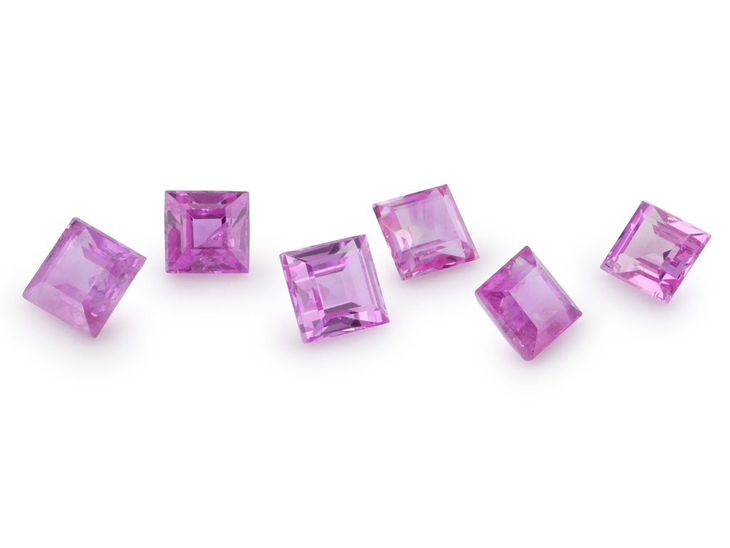 [SPQS0250A] Pink Sapphire 2.50mm Carre Cut Light to Mid