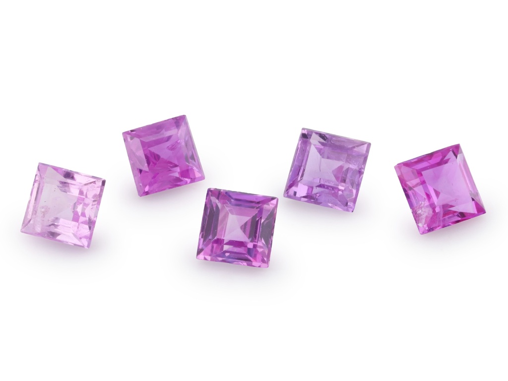 [SPQS0225A] Pink Sapphire 2.25mm Carre Cut Light to Mid