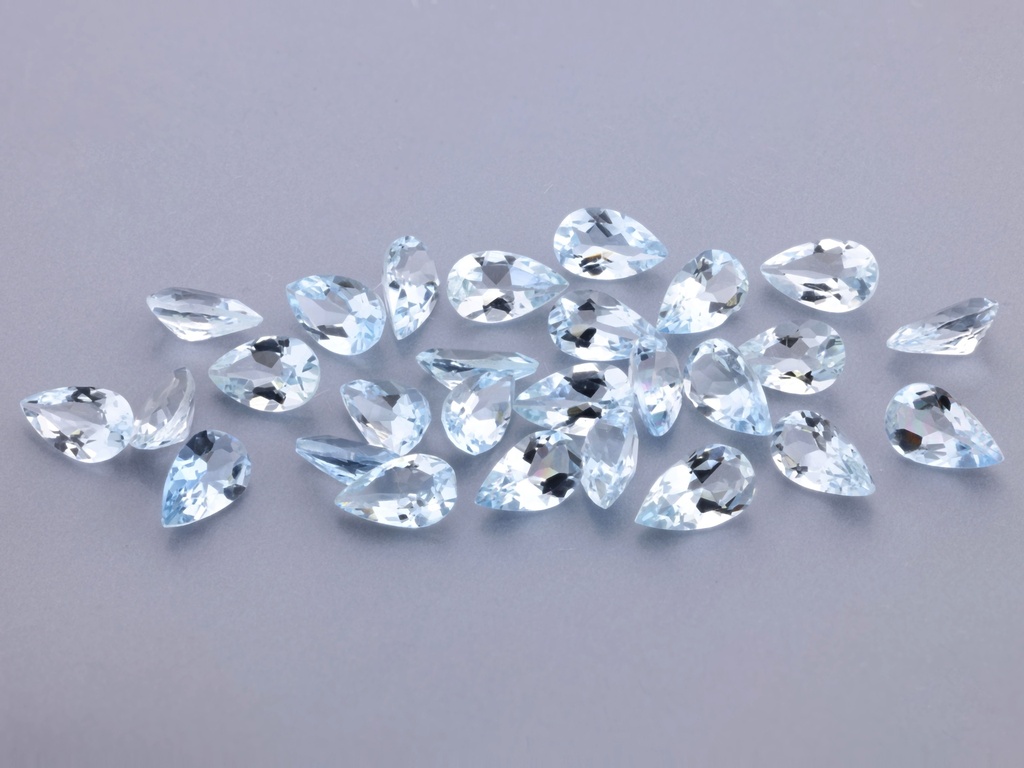 [BAPB0503] Aquamarine 5x3mm Pear Shape Mid Blue