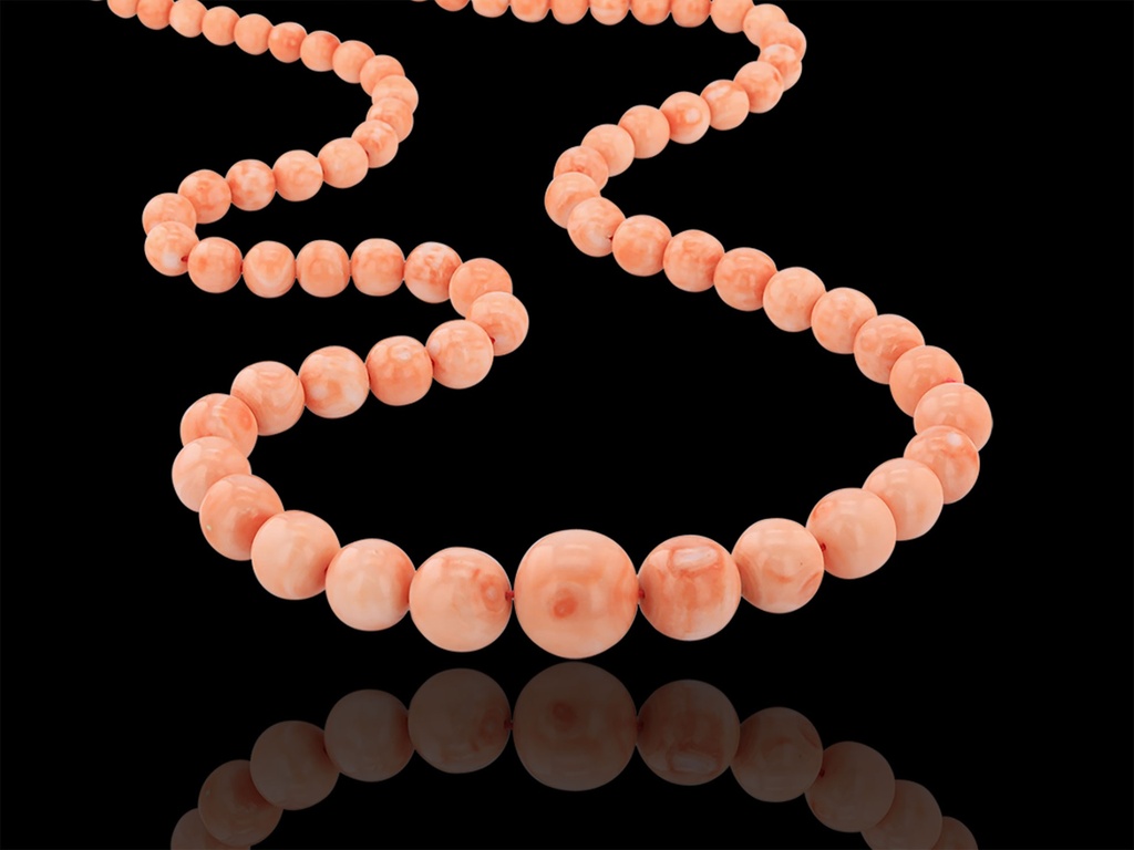 [BEADX3175] Momo Pink Coral Strands 6-16.5mm Graduated Round Polished Beads  