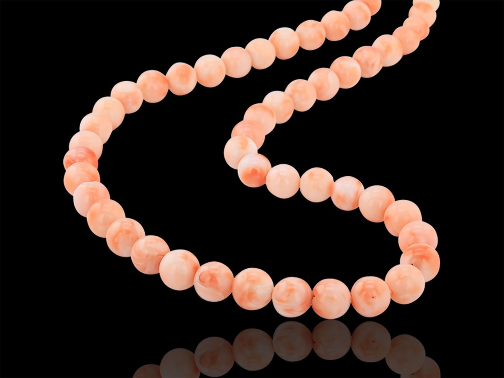 Coral 6.5-9mm Graduated Round Polished Strand Pink