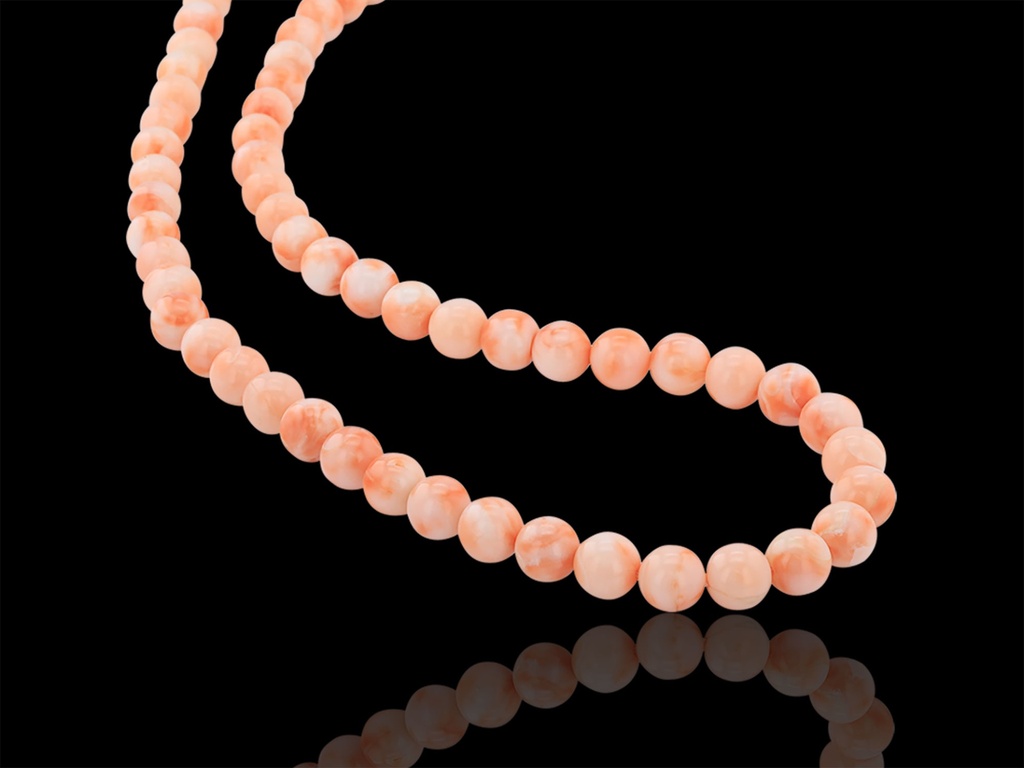 [BEADX3178] Pink Coral Strand 8-9mm Graduated Round Polished Beads  