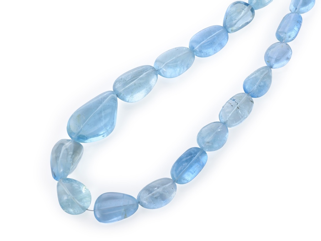 [BEADX3179] Aquamarine 12x8-24x15mm Pebble Strand