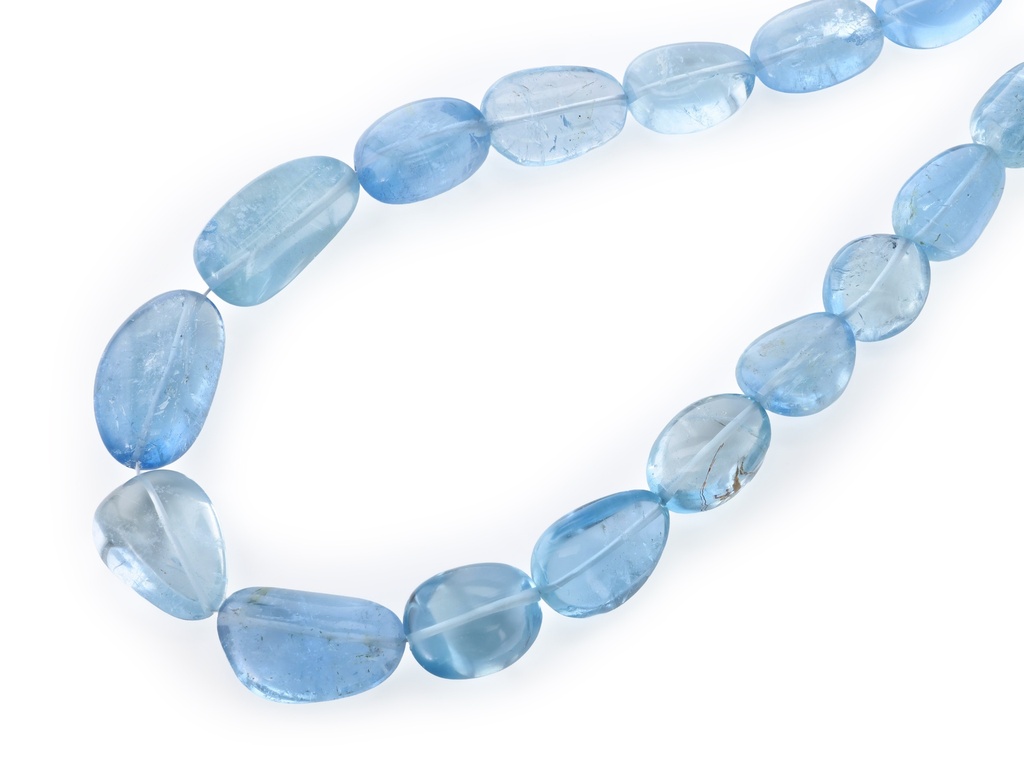 [BEADX3180] Aquamarine 11x8-20x12mm Pebble Strand
