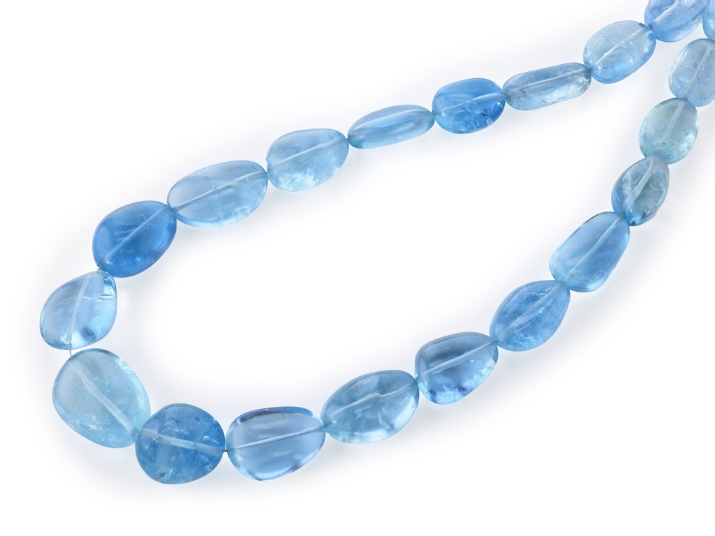 [BEADX3183] Aquamarine 12x8mm-18x14mm Pebble Strand