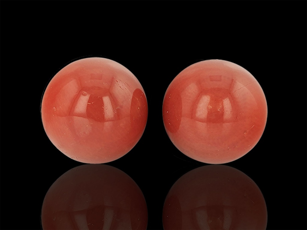 Red Coral 9.8mm Beads HD PAIR  