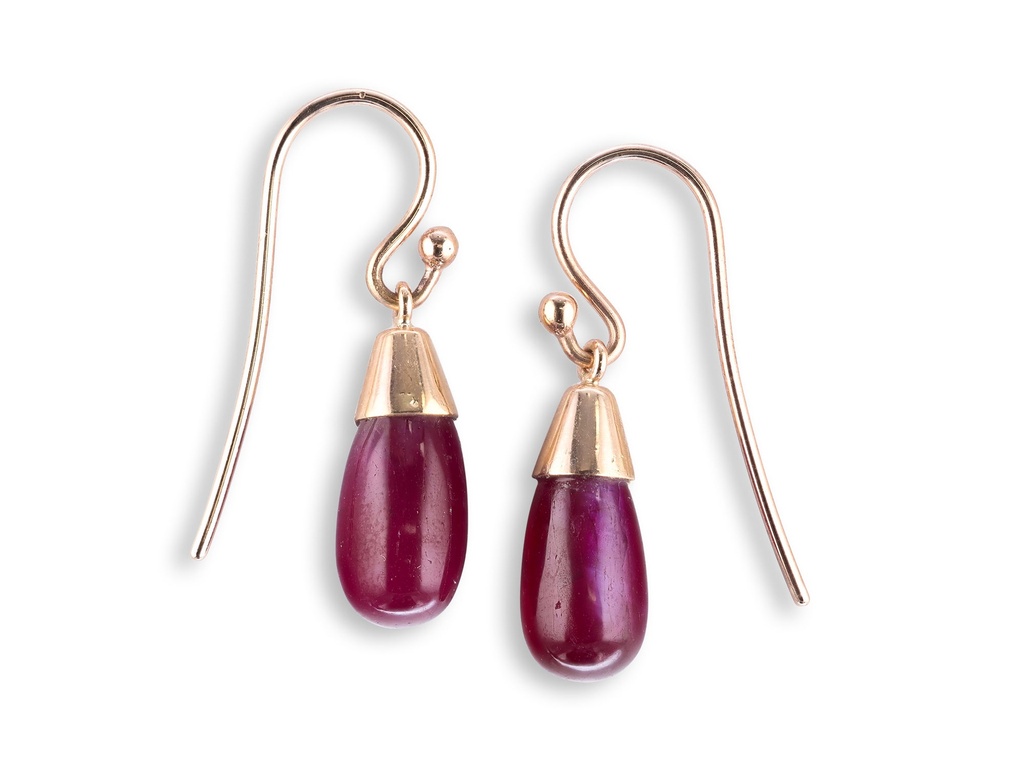 Ruby Drop Earrings in 9ct Rose Gold