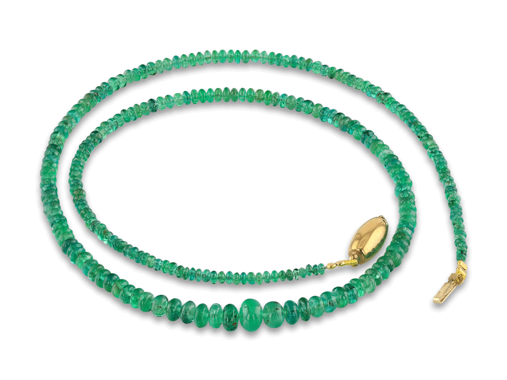 Emerald graduated rondell Strand 2.2-6.1mm with 9ct Y/Gold Clasp