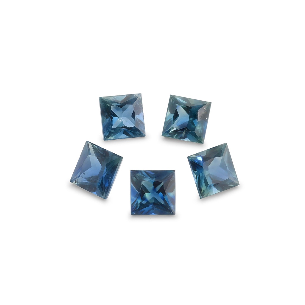 [SAQP0350X1] Australian Sapphire 3.6mm +/- Princess Cut Blue Set of 5
