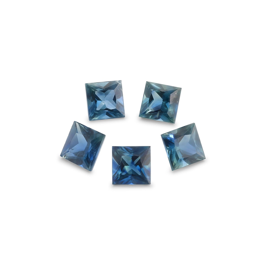 Australian Sapphire 3.6mm +/- Princess Cut Blue Set of 5