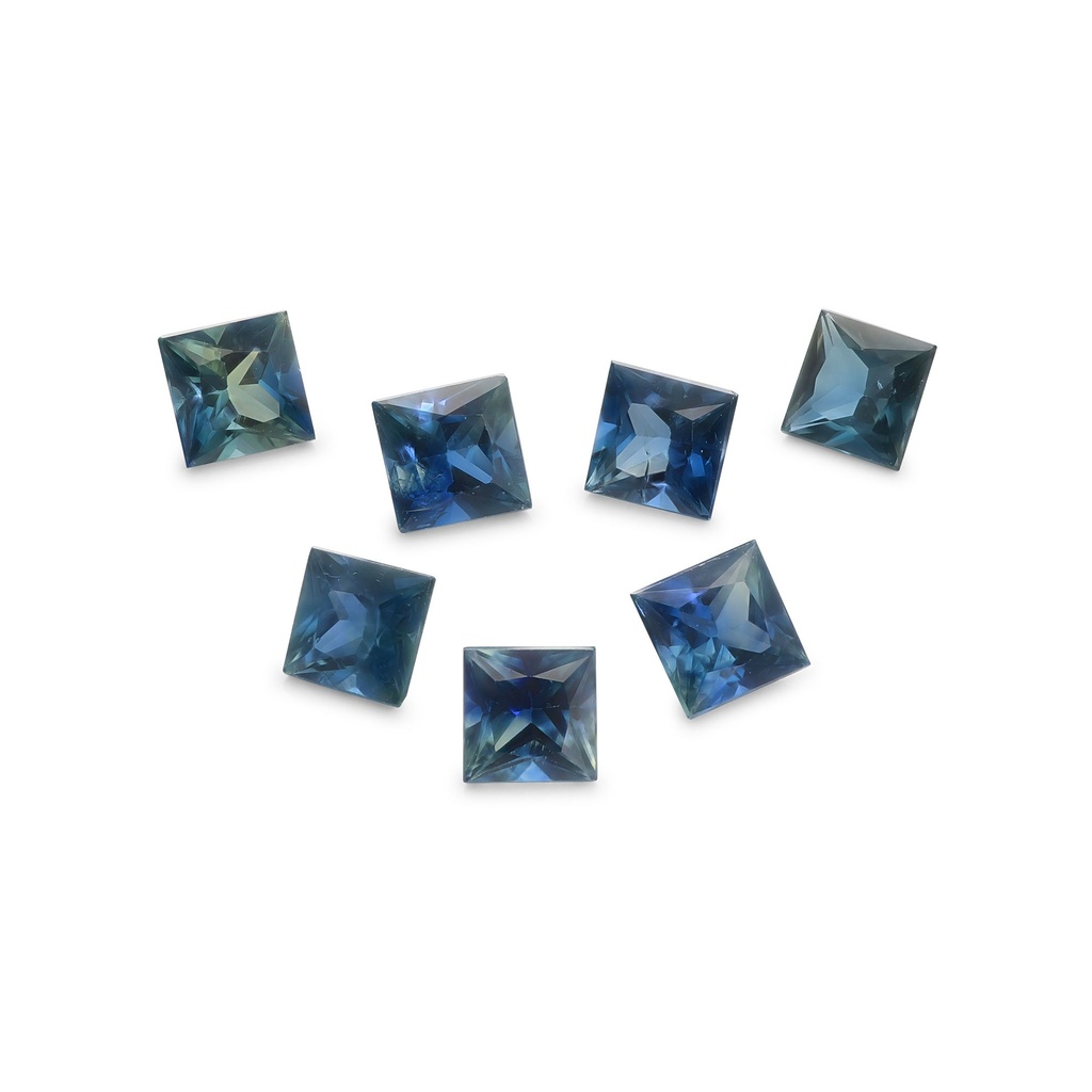 Australian Sapphire 3-3.3mm +/- Princess Cut Blue Set of 7