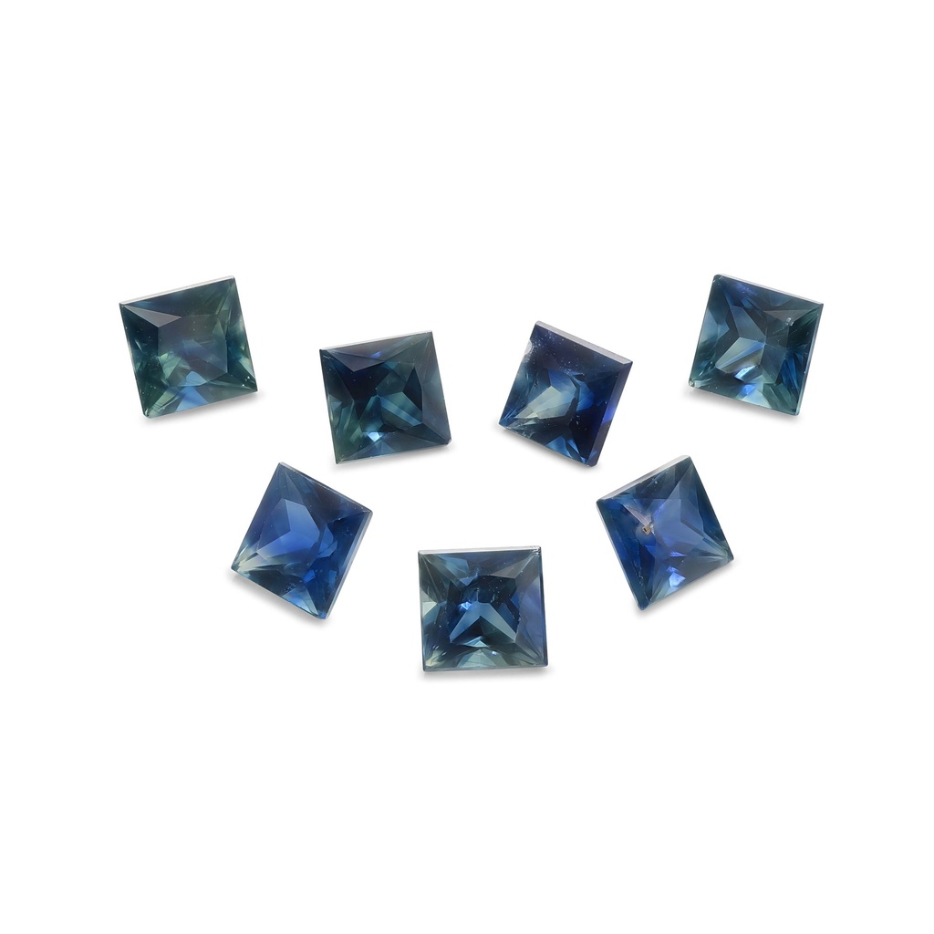 [SAQP0325X2] Australian Sapphire 3.1-3.3mm +/- Princess Cut Blue Set of 7