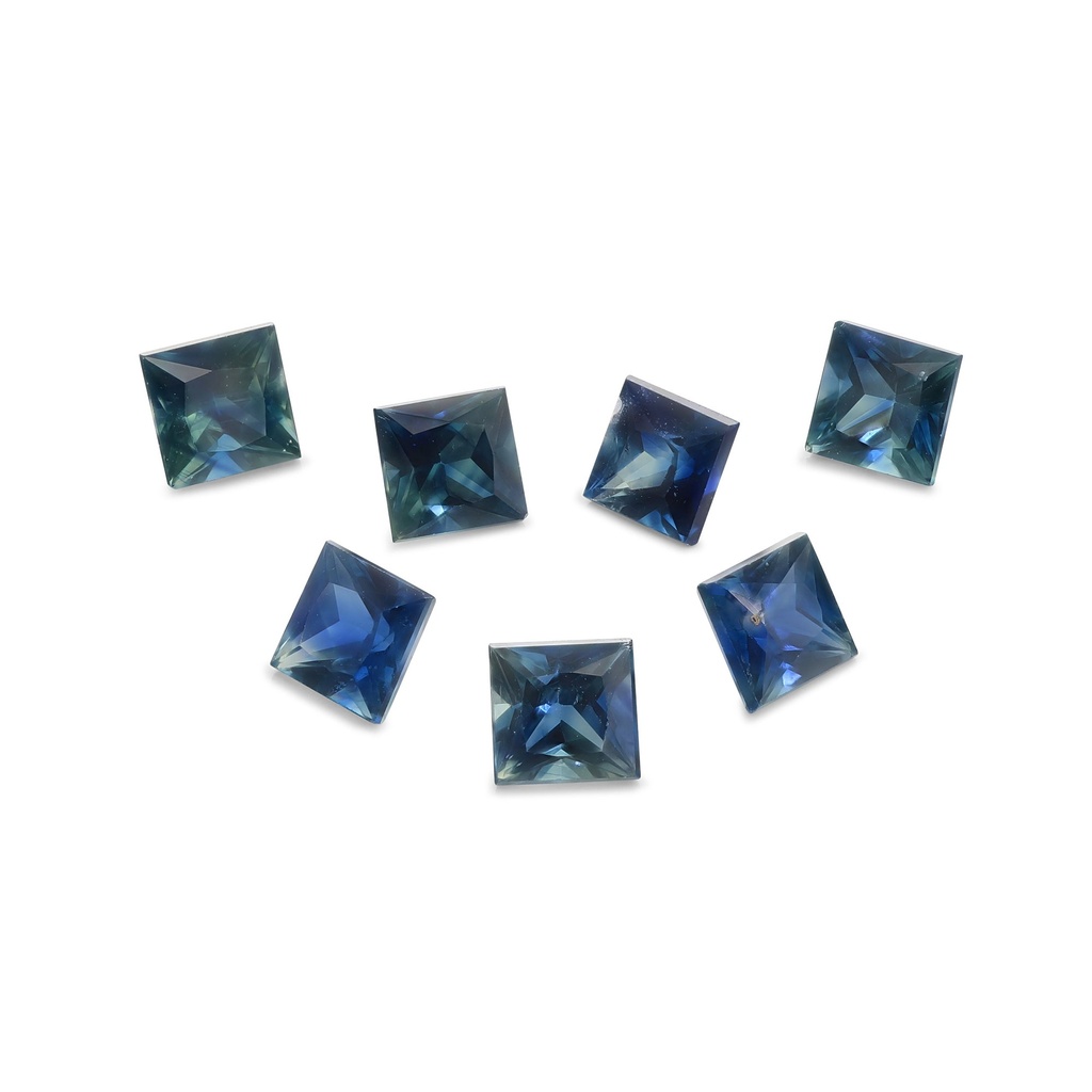 Australian Sapphire 3.1-3.3mm +/- Princess Cut Blue Set of 7