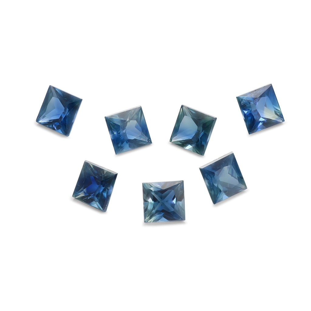 Australian Sapphire 3.2-3.4mm +/- Princess Cut Blue Set of 7