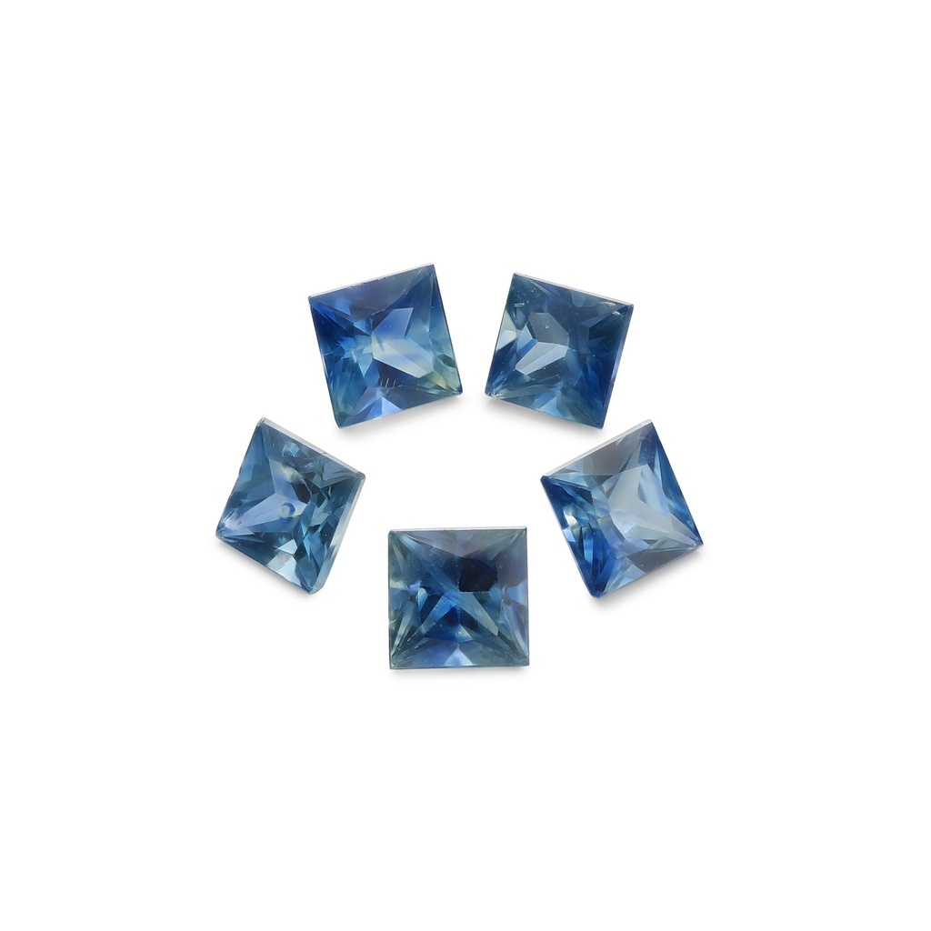 [SAQP0350X6] Australian Sapphire 3.4-3.6mm +/- Princess Cut Blue Set of 5