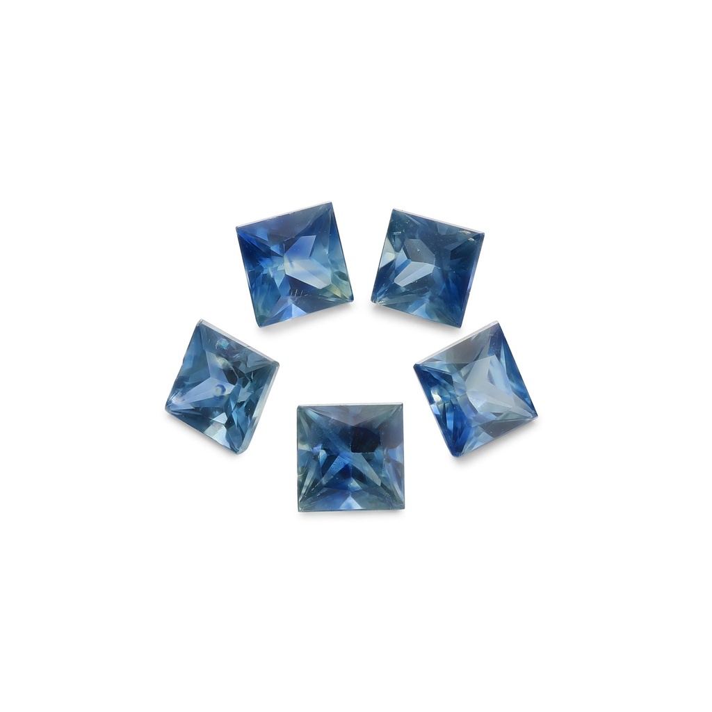 Australian Sapphire 3.4-3.6mm +/- Princess Cut Blue Set of 5