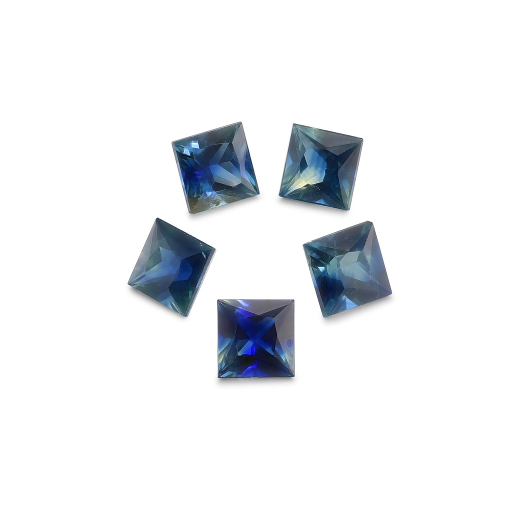 Australian Sapphire 3.6-3.8mm +/- Princess Cut Blue Set of 5