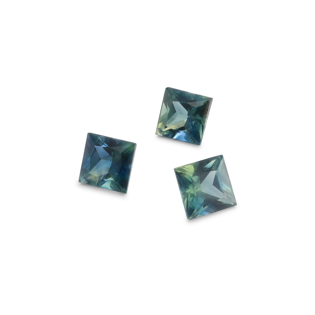 Australian Sapphire 3.9-4.2mm +/- Princess Cut Blue Set of 3