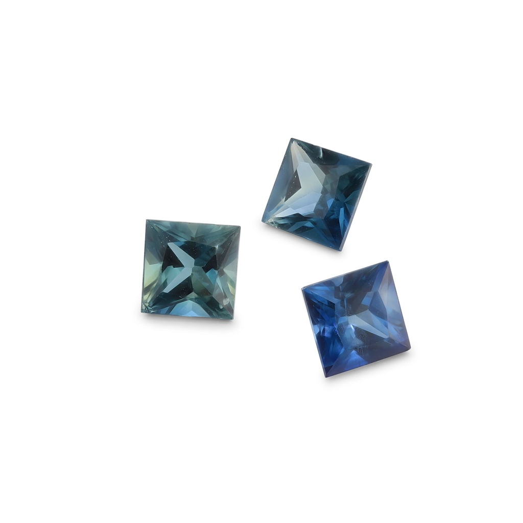 Australian Sapphire 4.4-4.5mm +/- Princess Cut Blue Set of 3