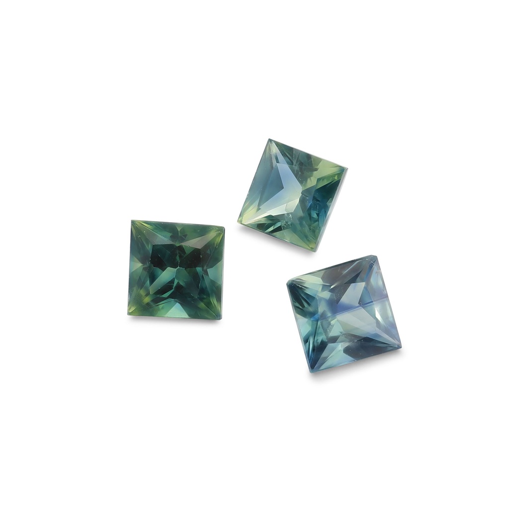 Australian Sapphire 4.4-4.7mm +/- Princess Cut Blue Set of 3