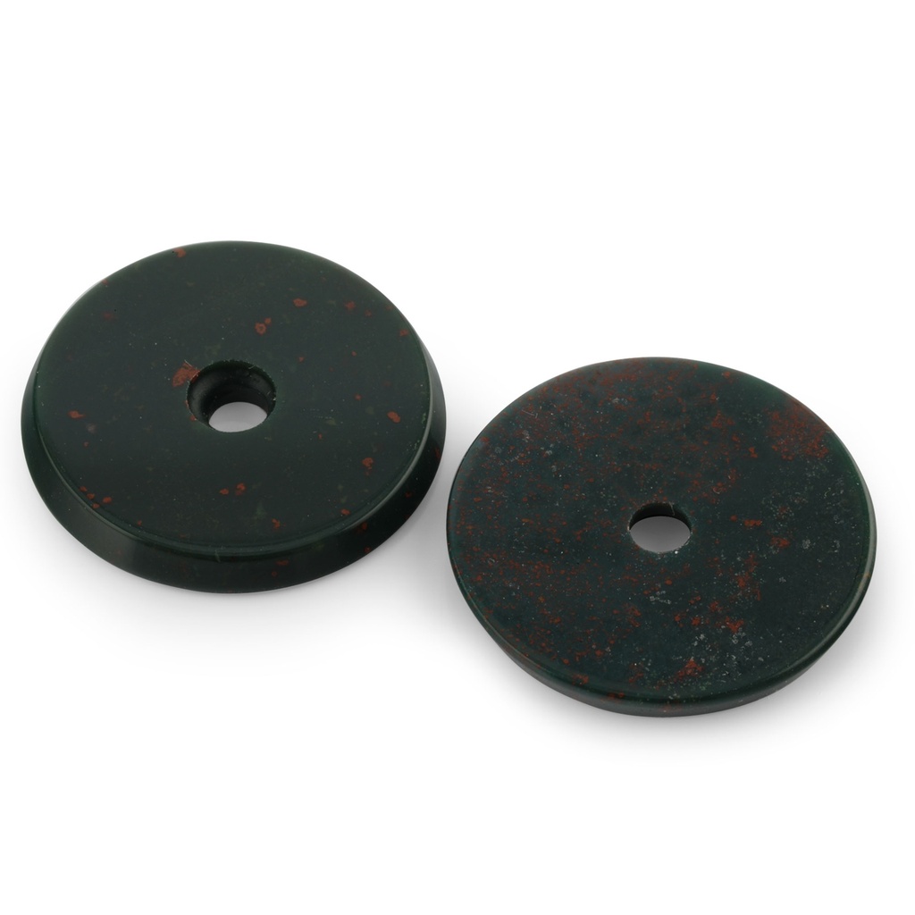 Bloodstone Single Hole 18mm Round Disc