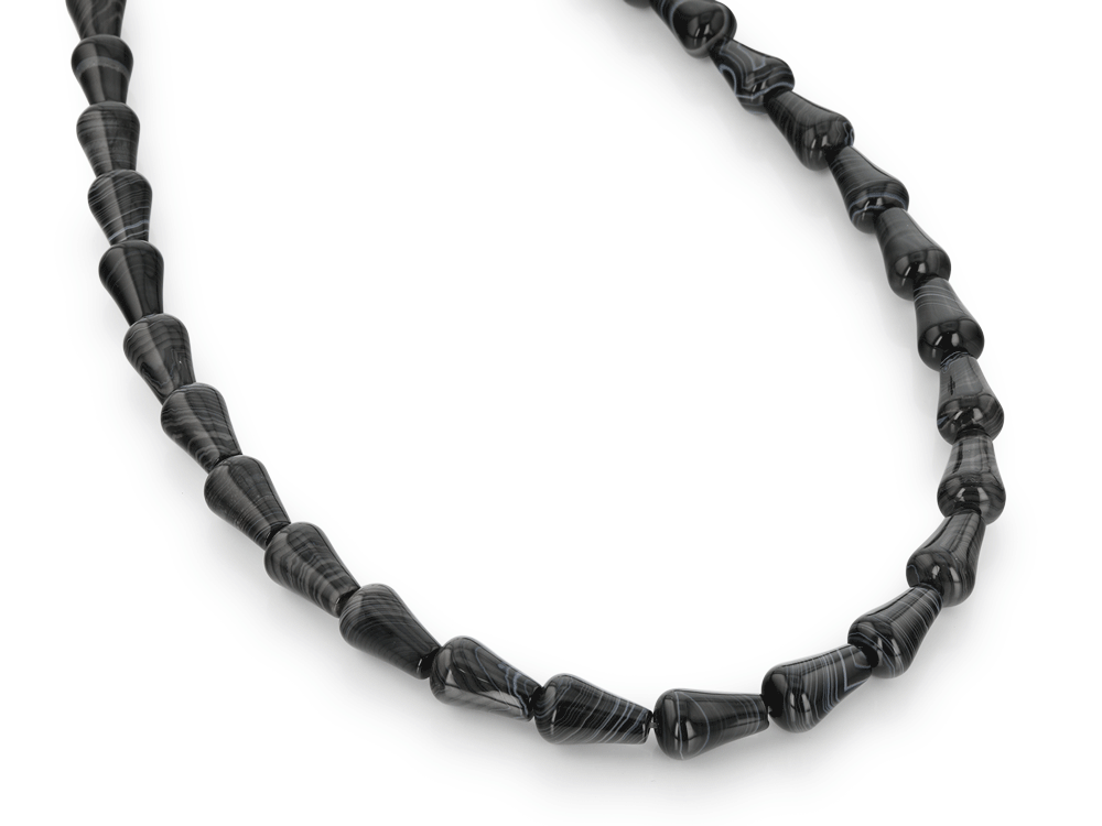 [BEADJ20017] Agate Black & White 14x9mm Drop Polished Strand