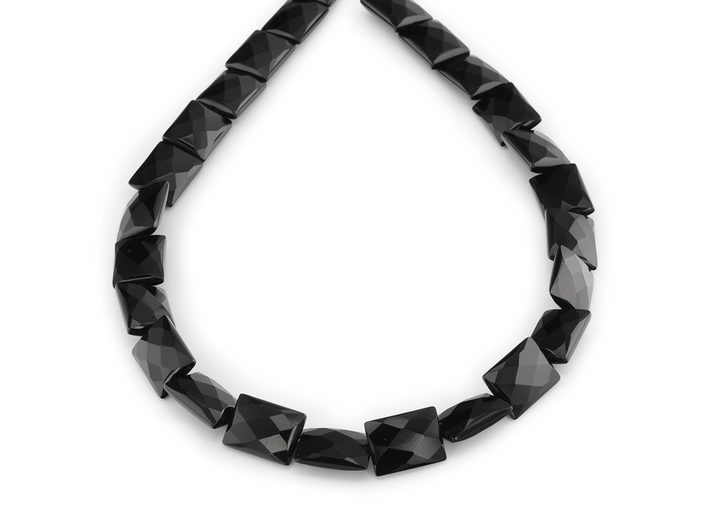 Onyx 16x12mm Rectangle Faceted Strand