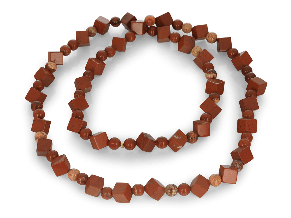[BEADX3013] Red Jasper 8mm Cubes & 6mm Round Polished no clasp