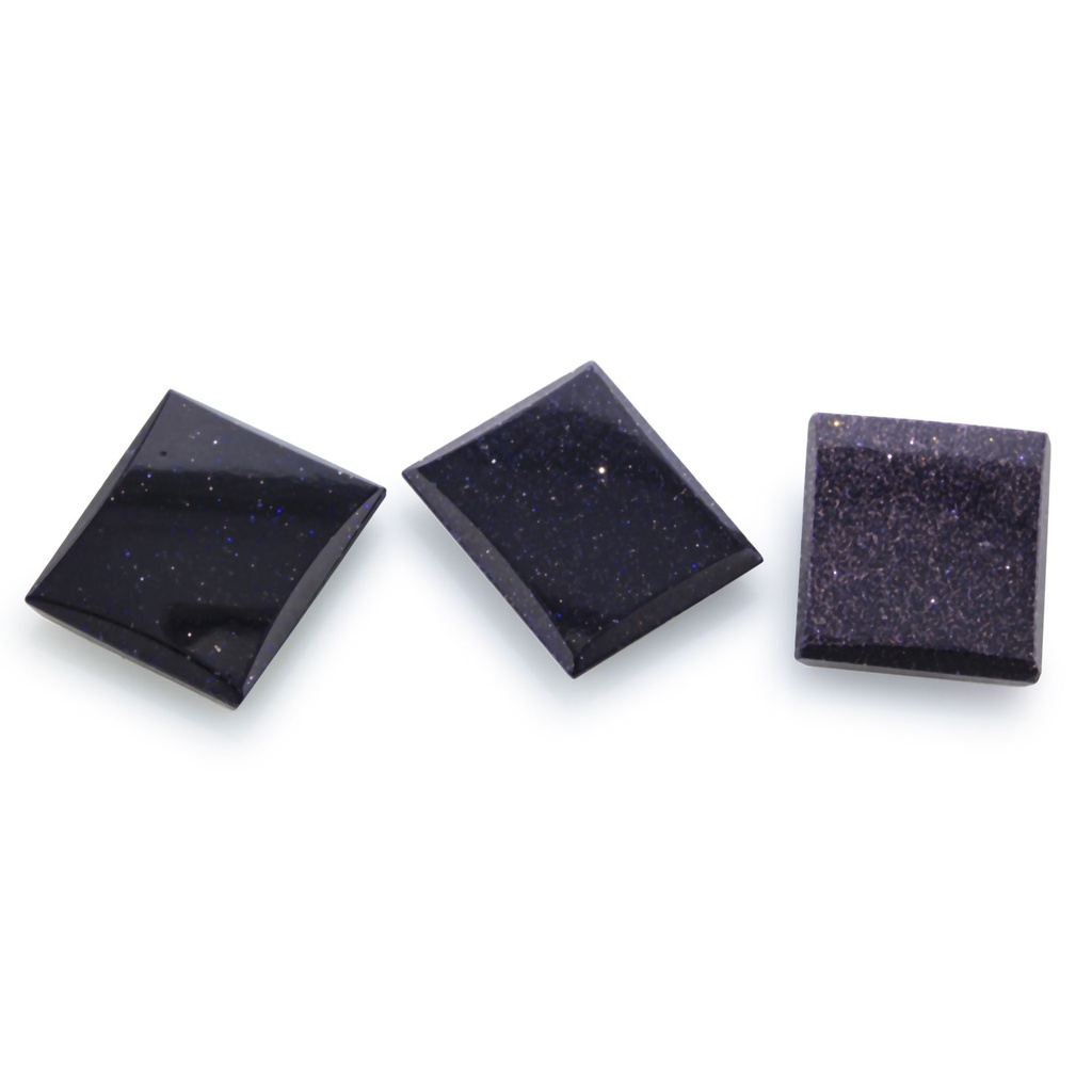 [GOLDJ10035] Blue Goldstone 12x10mm Rectangular Buff Top