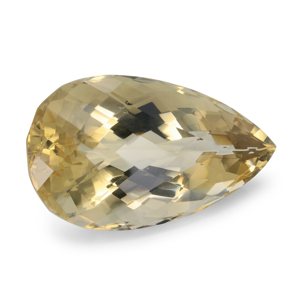 [QCPH6070X1] Citrine 55x32mm Pear Shape Chequerboard