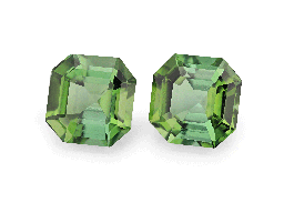 [TUX3377] Green Tourmaline 7mm Square Emerald Cut PAIR