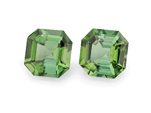 [TUX3377] Tourmaline 7mm Square Emerald Cut Green PAIR
