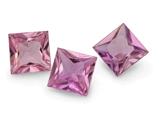 [KQP204] Pink Sapphire 4mm Princess Cut Light Pink 
