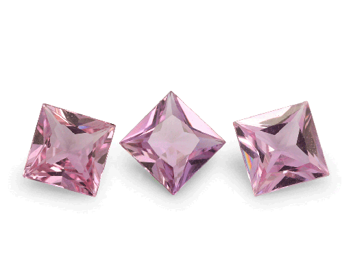 [KQP20425] Pink Sapphire 4.25mm Princess Cut Light Pink 