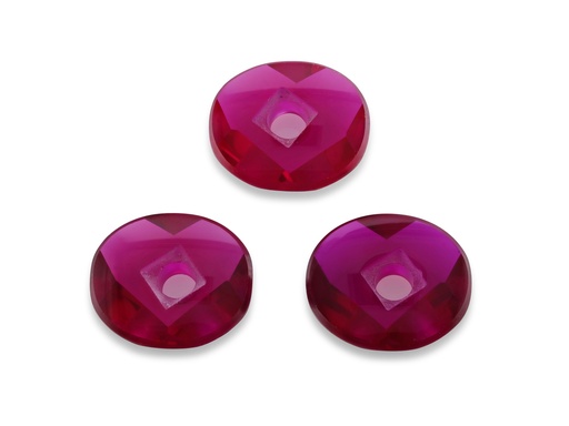 Synthetic Corundum (Bright Red Ruby) - Oval Buff Top Counter Sunk