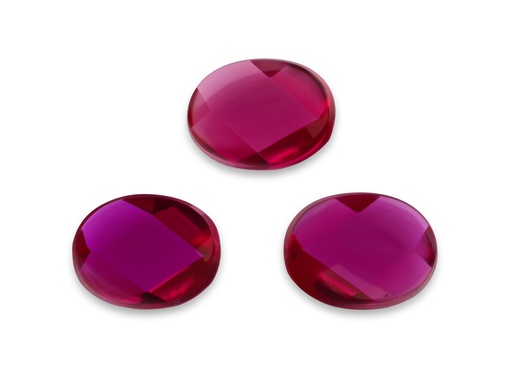 Synthetic Corundum (Dark Pink Ruby) - Oval Buff Top