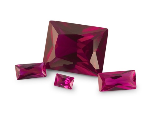 Synthetic Corundum (Bright Red Ruby) - Baguette Radiant