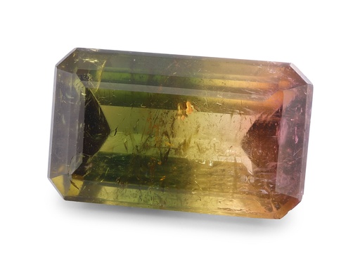 [TUX3883] Tri-Colour Tourmaline 18.4x11.1mm Emerald Cut Green Yellow Pink