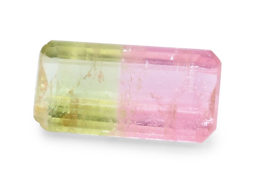 [TUX3898] Bi-Colour Tourmaline 13.55x6.95mm Emerald Cut Green Pink