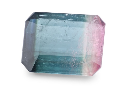 [TUX3901] Tri-Colour Tourmaline 13.5x10.5mm Emerald Cut Transparent Blue Pink