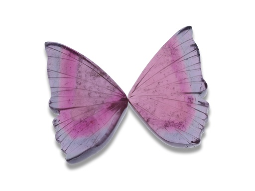[CARVX3051] Tourmaline Butterfly Wings 19x24mm Pink Grey