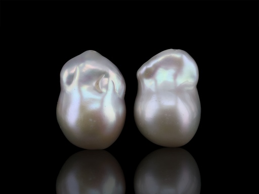 [JX3254] Freshwater Pearl Baroque 20x14mm Free Form Half Drilled White PAIR